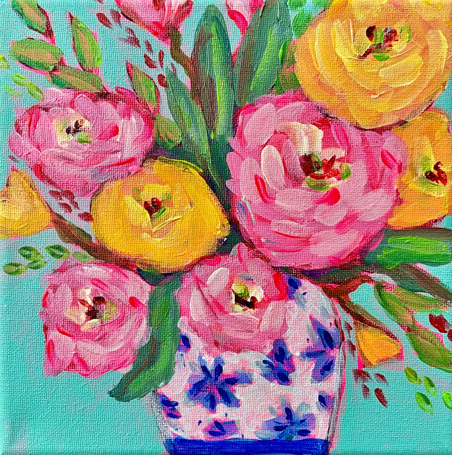 Pack of 8 Original Artwork Cards “Floral Collection” - 15cm x 15cm (6in x 6in) Greeting Card made from recycled material