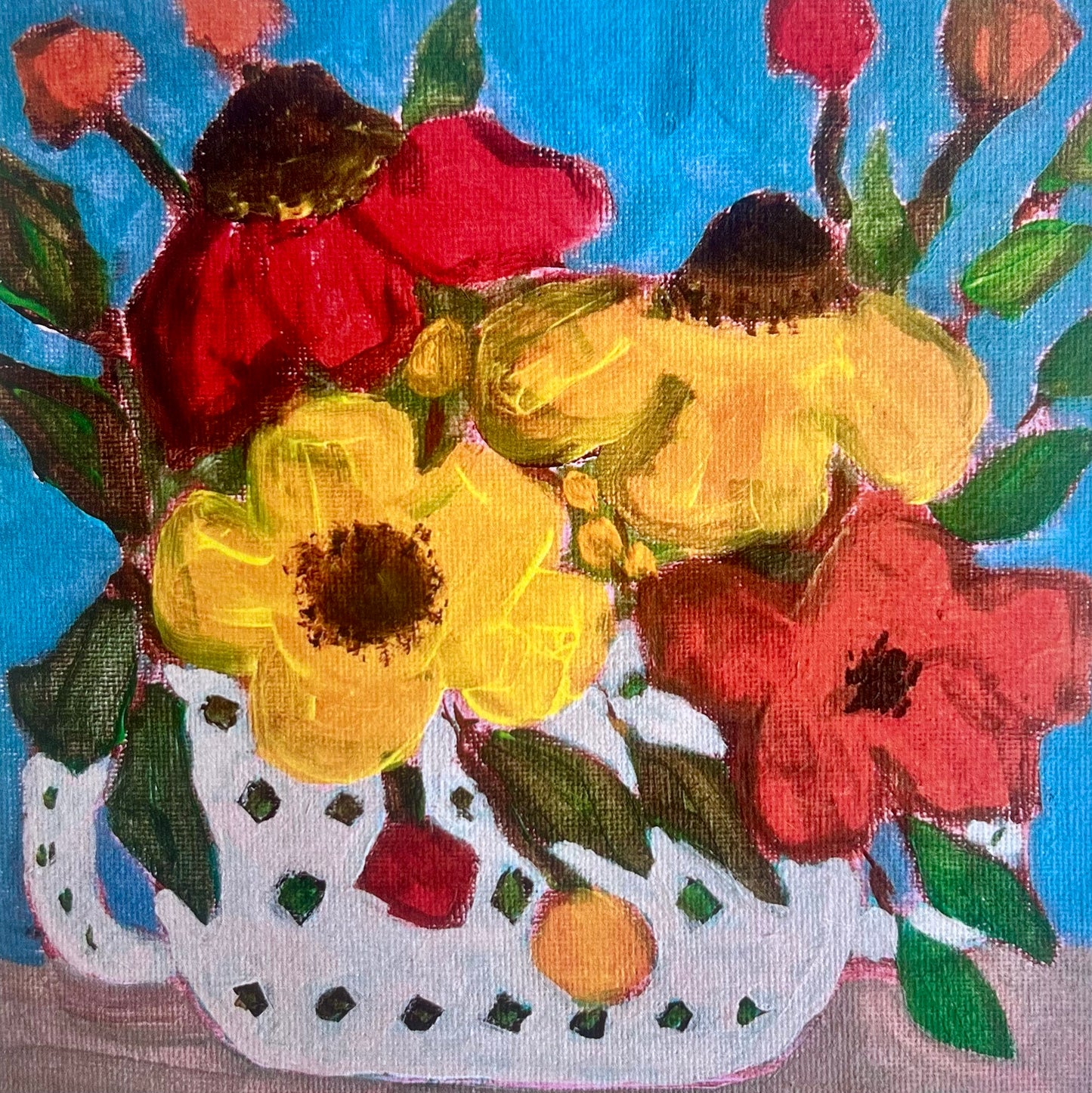 Warm Autumn Flowers - 15cm x 15cm (6in x 6in) Greeting Card made from recycled material