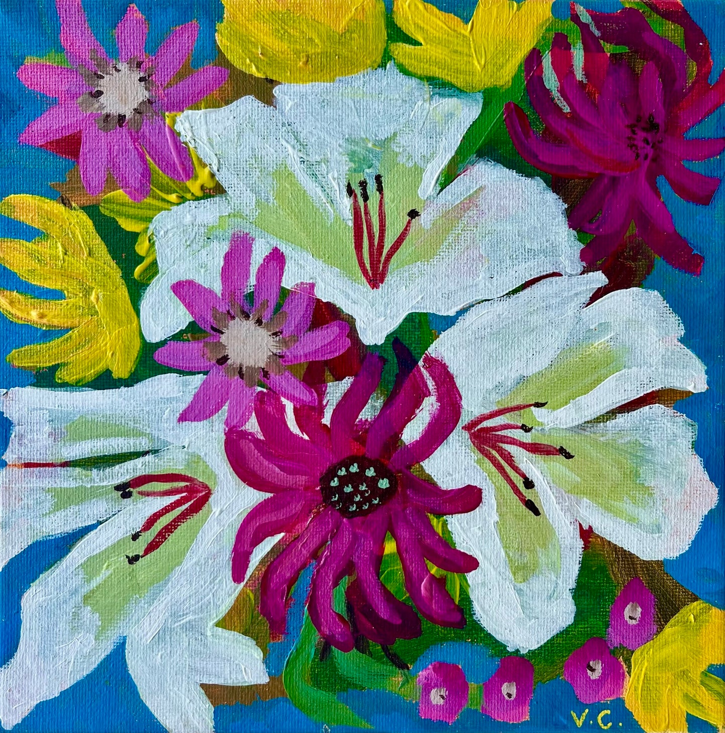Pack of 8 Original Artwork Cards “Floral Collection” - 15cm x 15cm (6in x 6in) Greeting Card made from recycled material