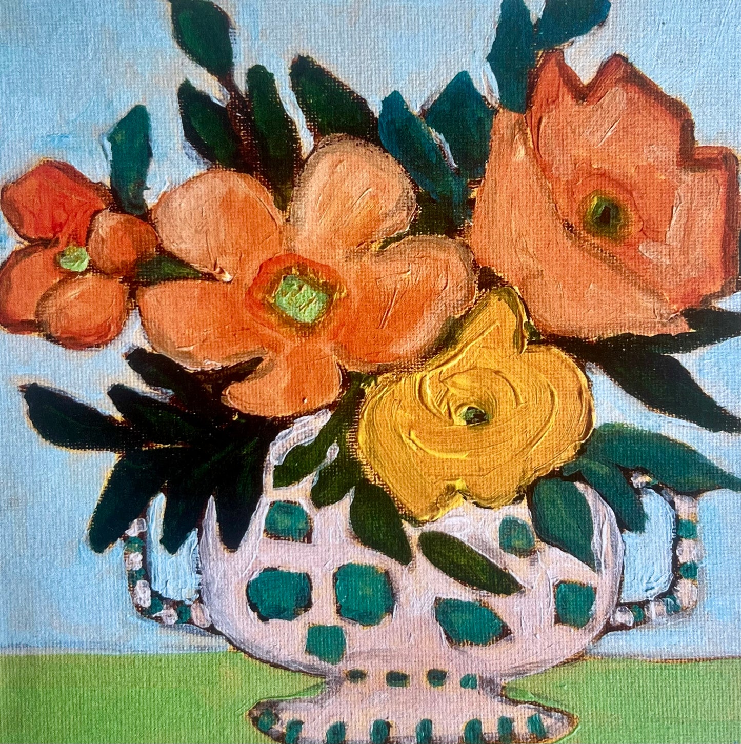 Flowers Displayed in My Best Vase - 15cm x 15cm (6in x 6in) Greeting Card made from recycled material