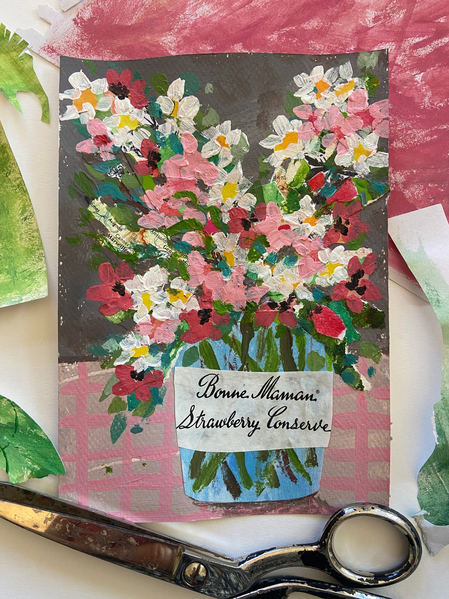 Wildflowers in Strawberry Conserve Jar