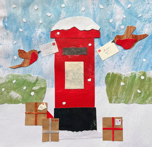 Pack of 6 Original Cut Paper Cards “Winter Celebration 2025” - 15cm x 15cm (6in x 6in) Christmas Cards made from recycled material