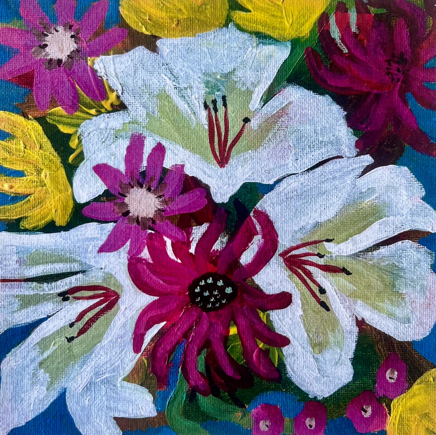 Afternoon at the Flower Farm - 15cm x 15cm (6in x 6in) Greeting Card made from recycled material