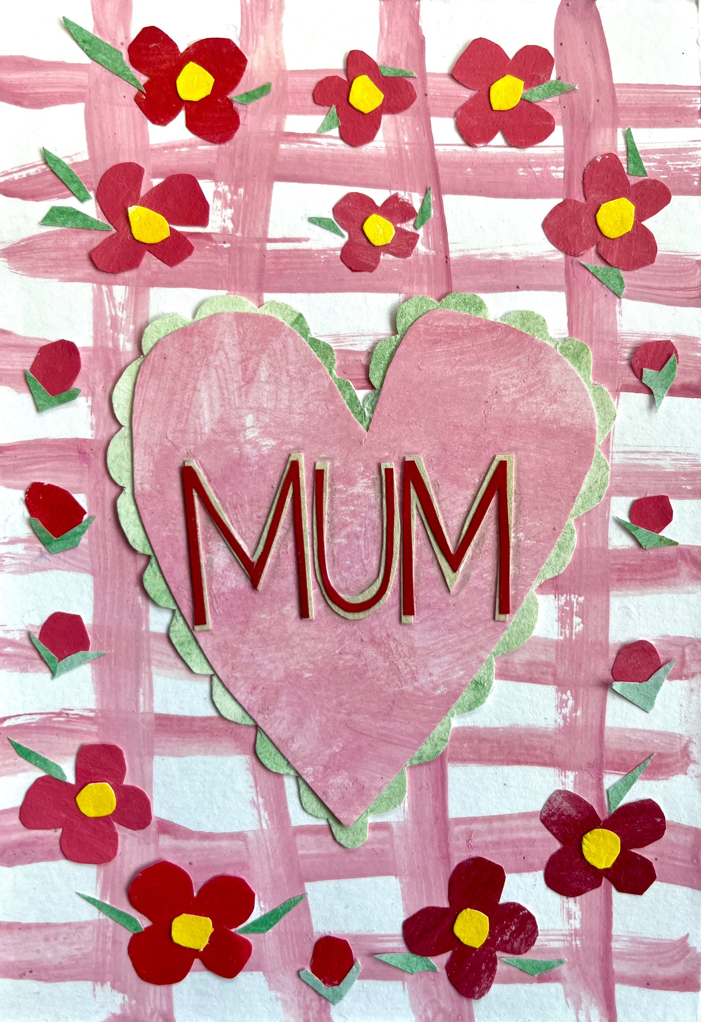 Mothers’ Day Cut Paper Collage No 3 - 10.5cm x 14.8 cm (A6) Card made from recycled material