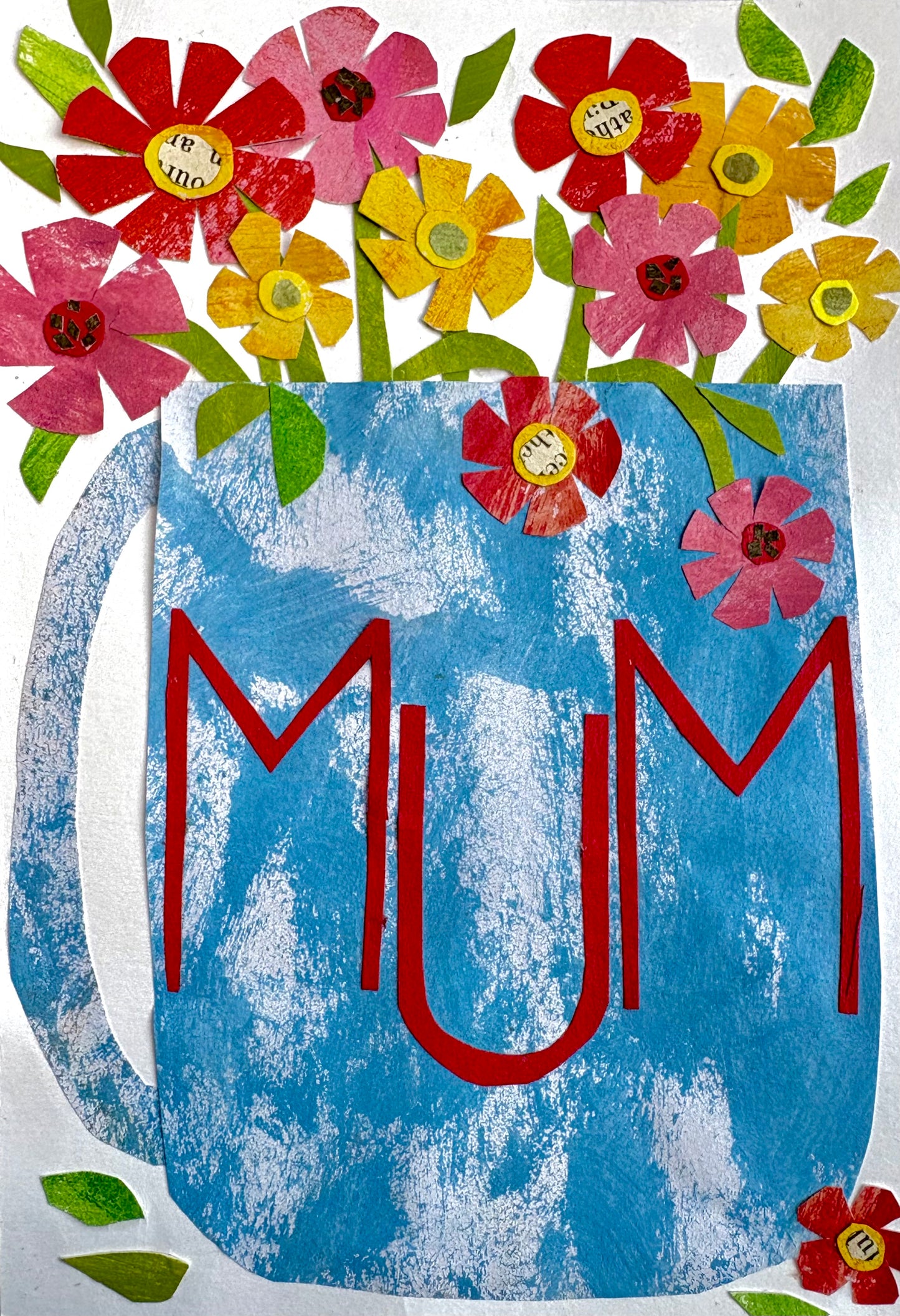 Mothers’ Day Cut Paper Collage No 2 - 10.5cm x 14.8 cm (A6) Card made from recycled material