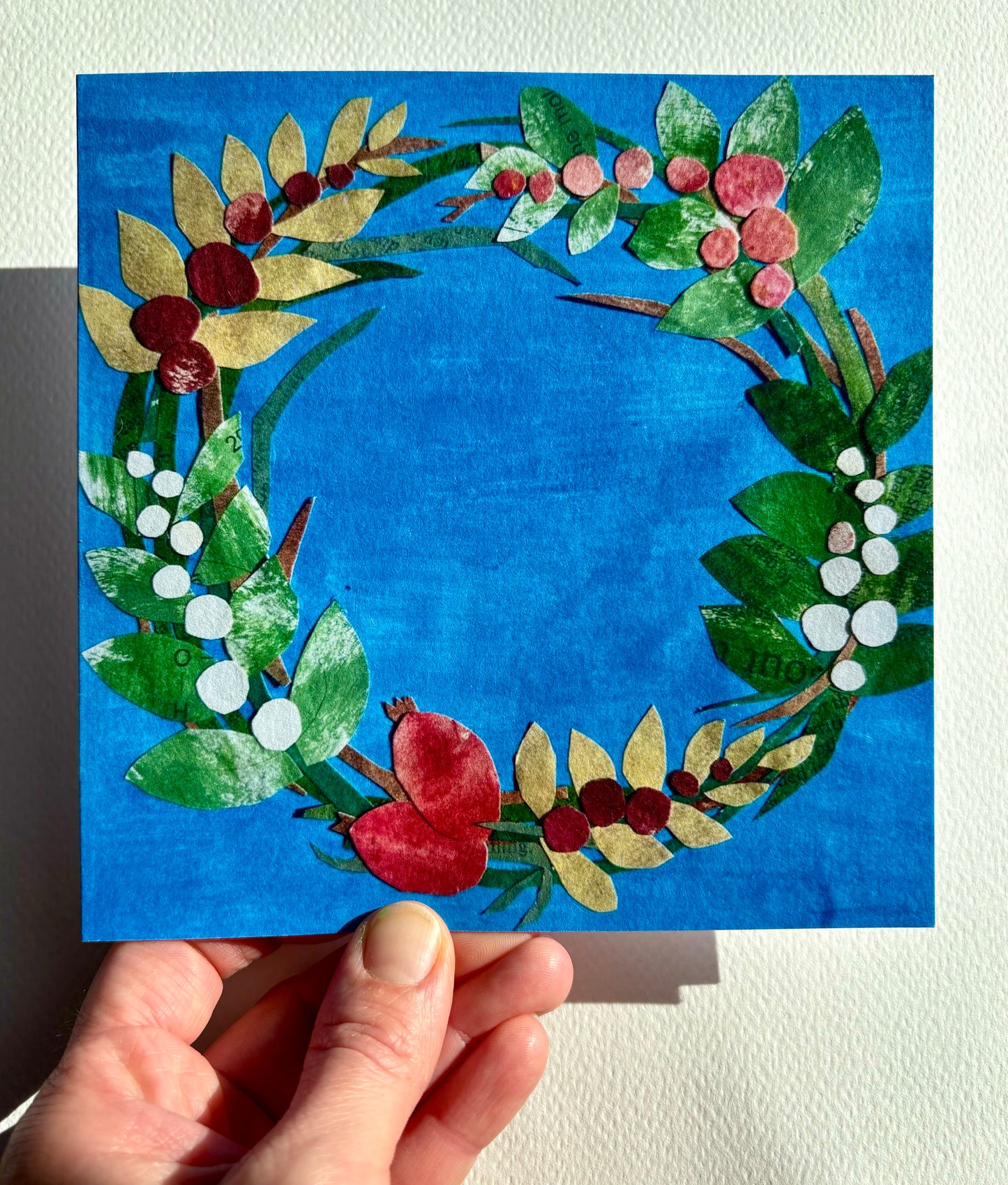 Winter Wreath - 15cm x 15cm (6in x 6in) Christmas Card made from recycled material