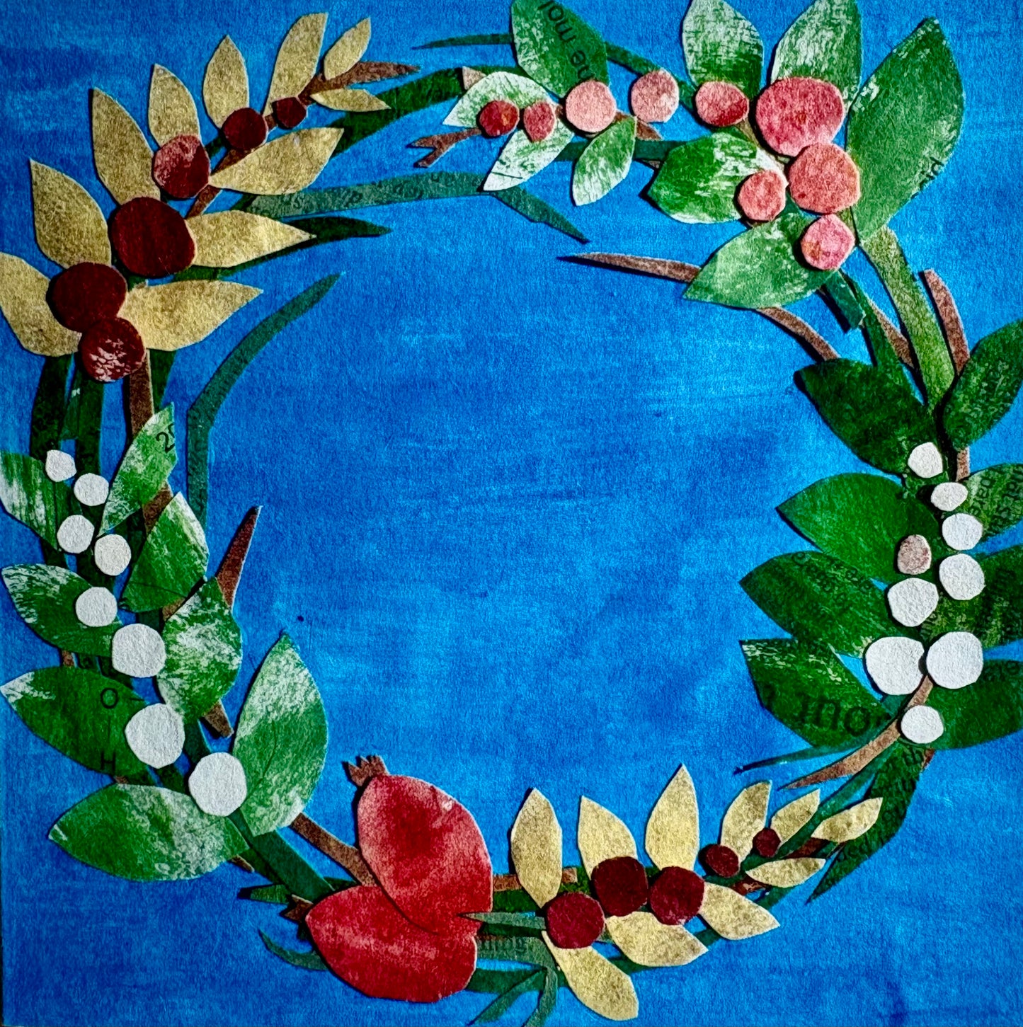 Pack of 4 Original Cut Paper Cards “Winter Celebration” - 15cm x 15cm (6in x 6in) Christmas Cards made from recycled material