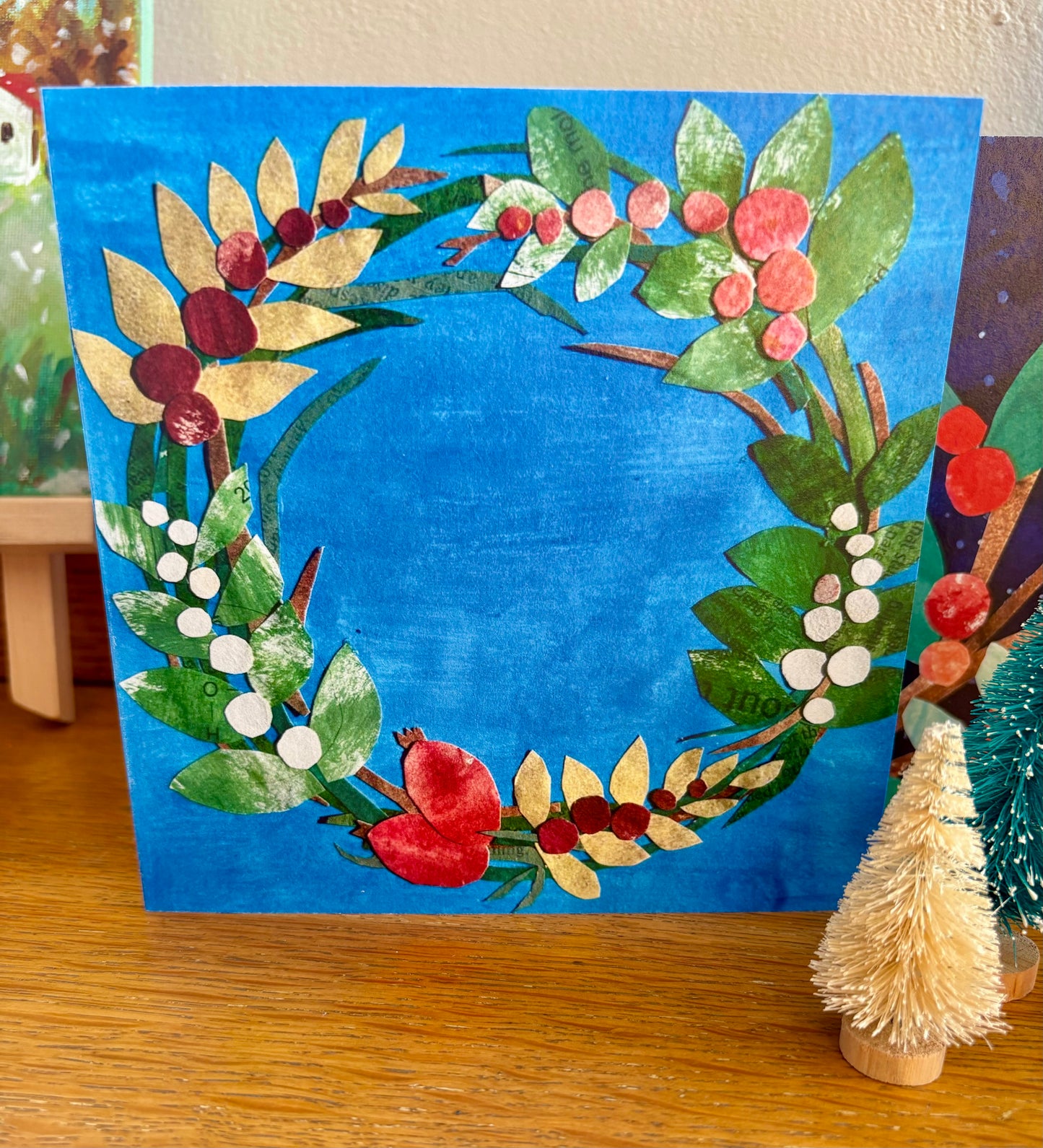 Winter Wreath - 15cm x 15cm (6in x 6in) Christmas Card made from recycled material