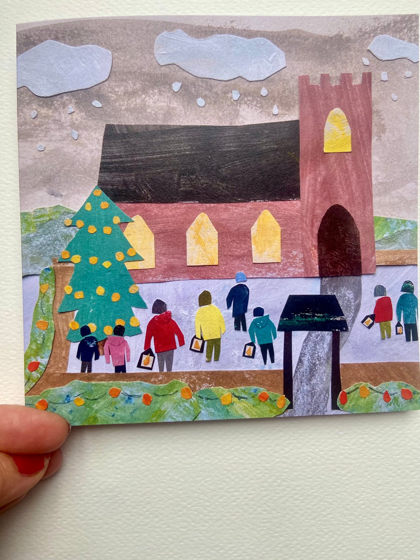 Pack of 6 Original Cut Paper Cards “Winter Celebration 2025” - 15cm x 15cm (6in x 6in) Christmas Cards made from recycled material