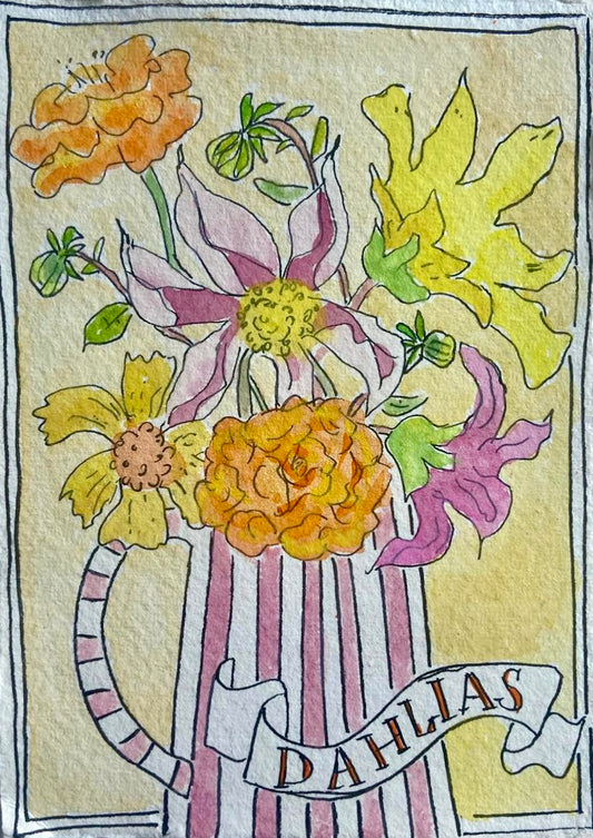 Dahlia Collection No. 1 (4 1/2in x 6in) Original Artwork
