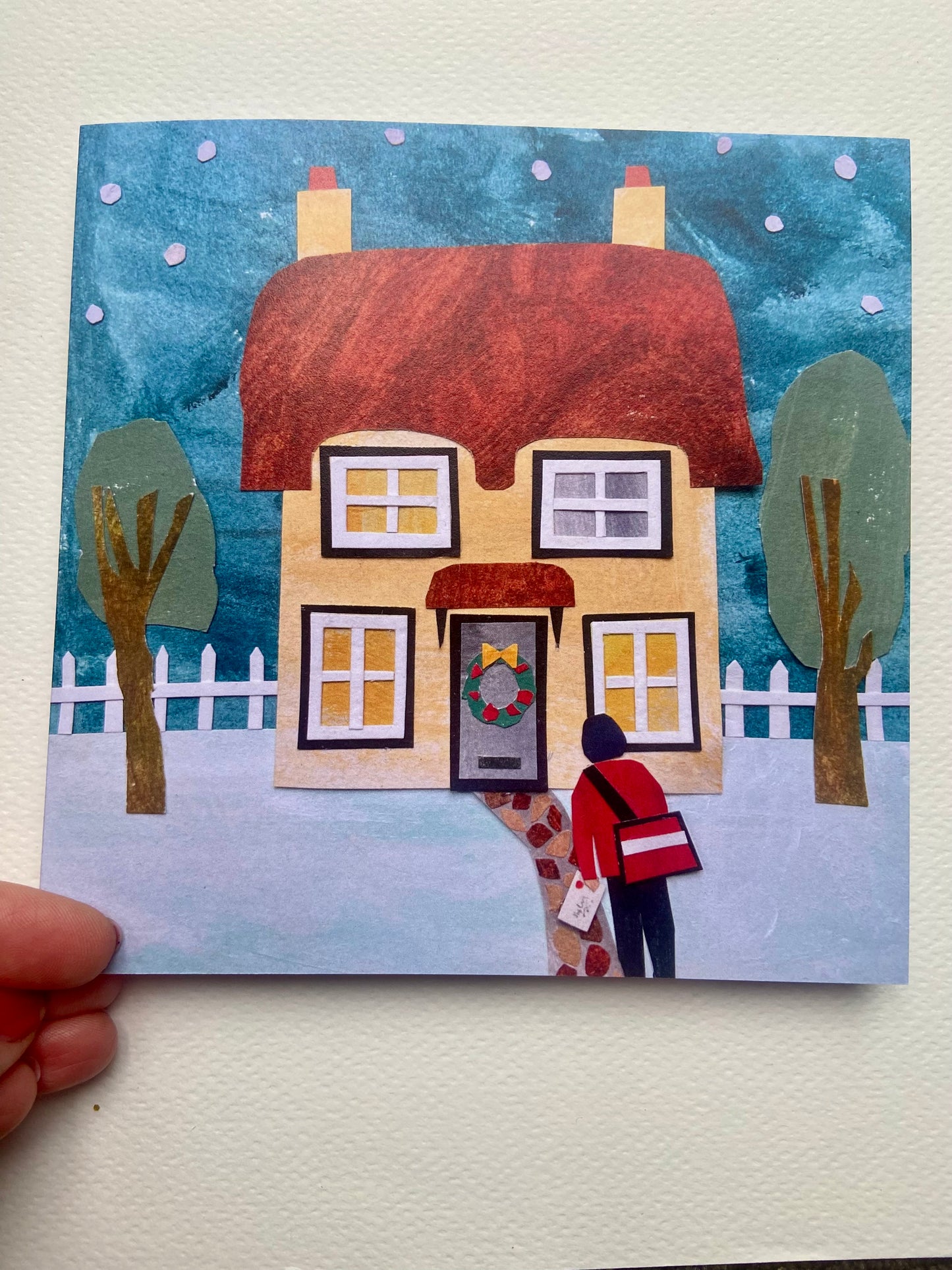 Pack of 6 Original Cut Paper Cards “Winter Celebration 2025” - 15cm x 15cm (6in x 6in) Christmas Cards made from recycled material