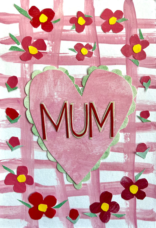 Mothers’ Day Cut Paper Collage No 3 - 10.5cm x 14.8 cm (A6) Card made from recycled material
