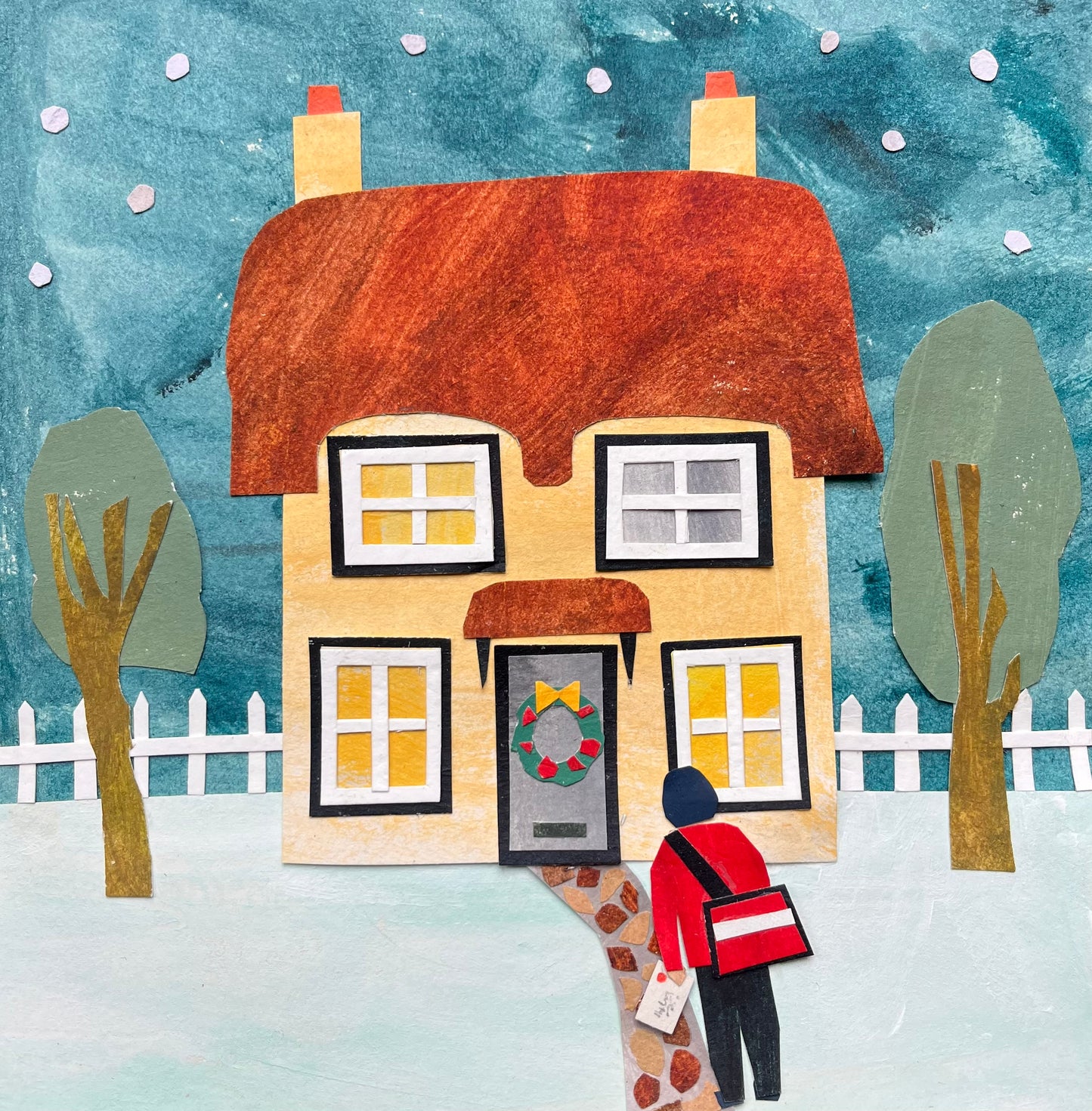 Pack of 6 Original Cut Paper Cards “Winter Celebration 2025” - 15cm x 15cm (6in x 6in) Christmas Cards made from recycled material